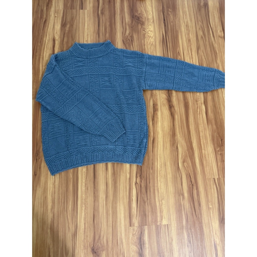 Leslie Fay Women's Size Medium Blue Chunky Knit Sweater Vintage 90s